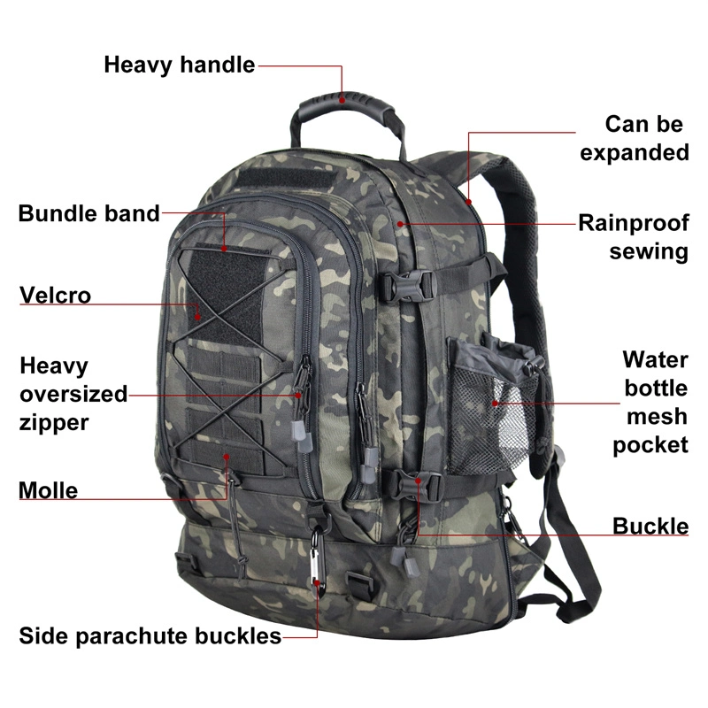 New Large Capacity Man Tactical Camo Backpacks Bags Outdoor 3p EDC Molle Pack for Trekking Camping Hunting